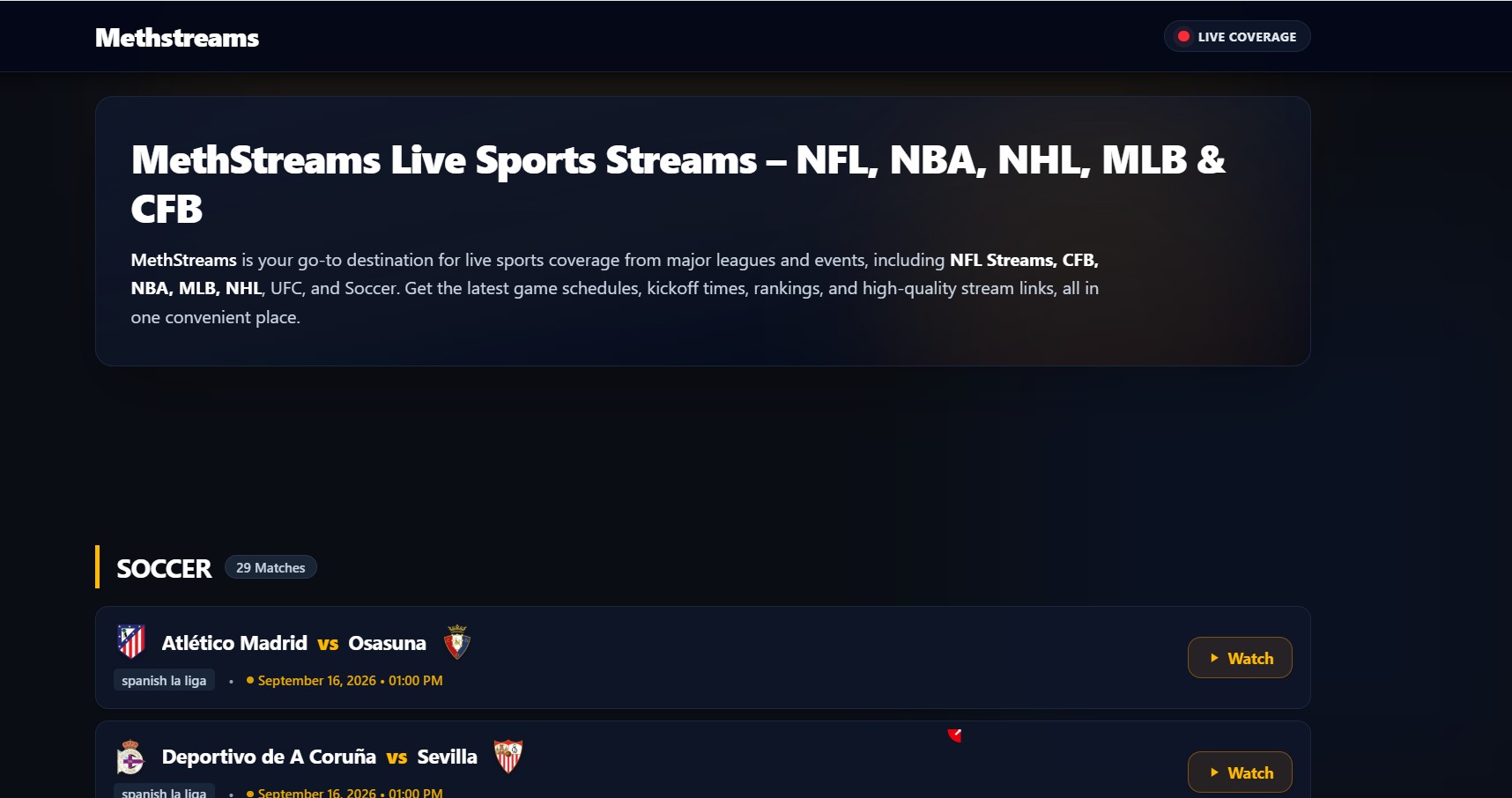 MethStreams | The Ultimate Sports Schedule Hub for NFL Streams, BuffStreams & NFLBite
